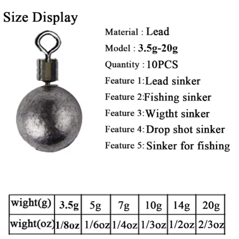 10pcs Pemberat Pancing Bulat 5 - Fishing Equipment On Sale ulasan dan harga